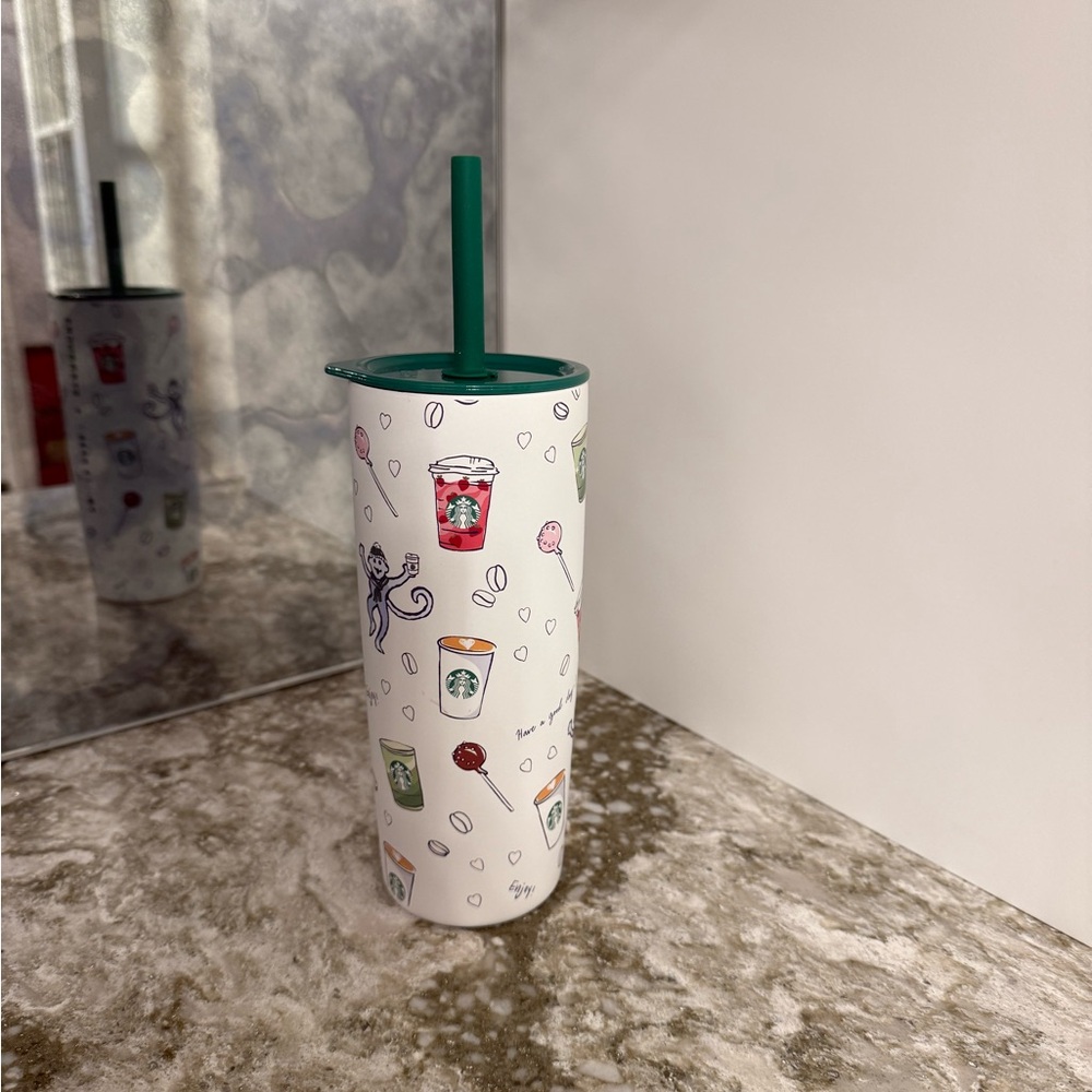 STARBUCKS x Roller Rabbit 2025 Christmas Tumbler – 24oz Cup w/ Lid & Straw – NEW